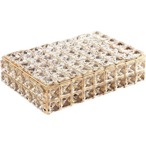 Multifunktionale Schmuckaufbewahrungsbox – Metall und Kristall – 26 x 17 x 8 cm – Samt