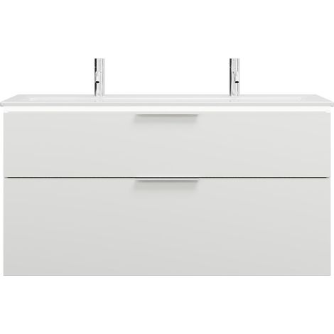 burgbad Eqio Slim lavabo en céramique avec 2 trous pour