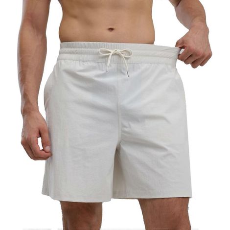 Short homme décontracté, coupe ample, cordon de serrage, taille élastique, short de sport pour l'été, blanc, taille S