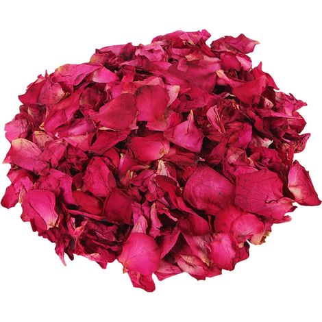 Petales De Rose Seches - Pour Bain Et Decoration De Mariage - Rouge Naturel - 2 Paquets (1/5)