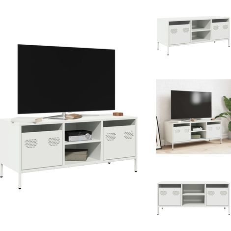 Meuble TV blanc 101,5x39x43,5 cm acier laminé à froid - Meuble TV - Meubles TV - Support TV - Banc TV (1/5)