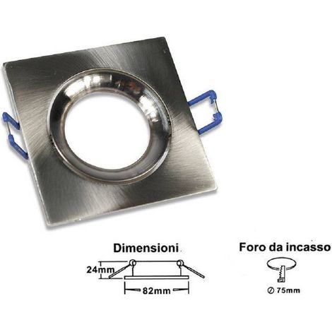 Trade Shop - QUADRATISCHER EINBAU-SPOTLIGHT-HALTER EINSTELLBARER SPOTLIGHT MIT FEDERN 75 MM LOCH P20 - Silber