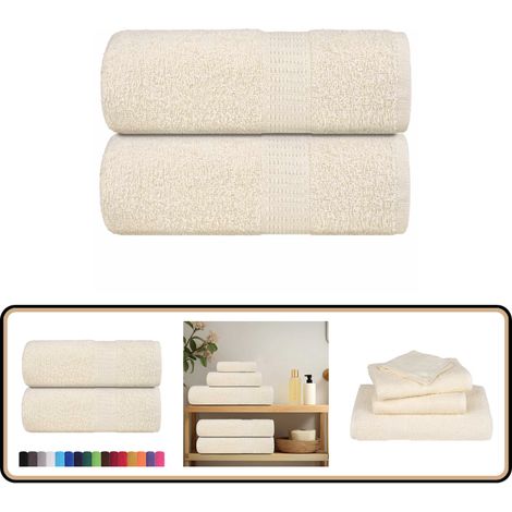 vidaXL Serviettes d'invité 2 pcs crème 30x50 cm 360 g/m² 100% coton (1/5)