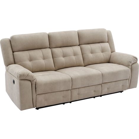 Divano 3 posti relax elettrico in Microfibra Beige - ORTIANO