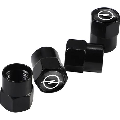 (Noir B pour Opel) 4 bouchons de valve de pneu en alliage d'aluminium, accessoires anti-poussière, compatibles avec Opel OPC Corsa Astra Insignia Mokka Grandland Vectra Zafira (1/5)