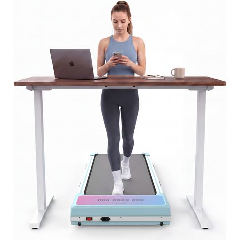 Tapis de marche bleu 3,5 HP, pente automatique 15 %, 1-8 km/h, charge 150 kg (1/5)