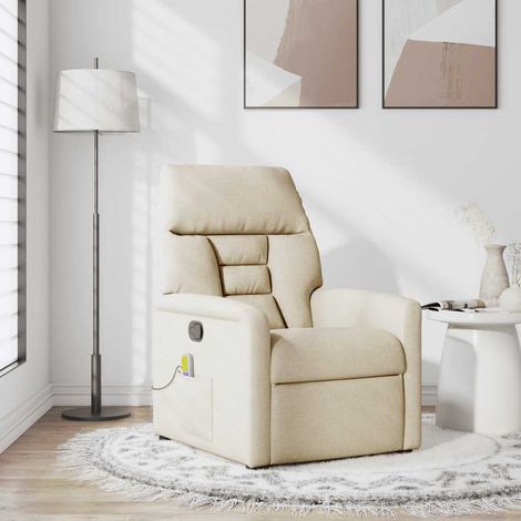 Maison Exclusive - Poltrona Massaggiante Reclinabile Crema in Tessuto