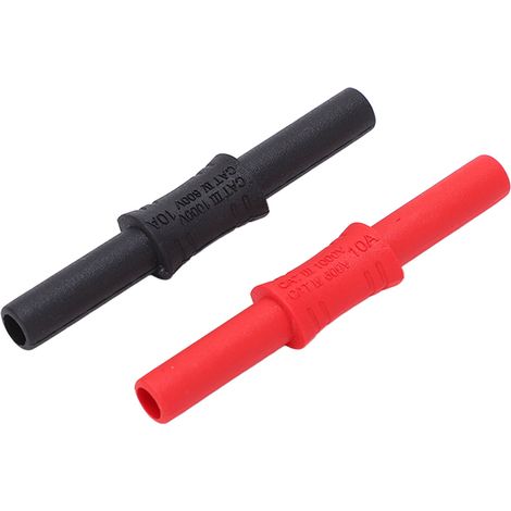 Lot de 10 paires J.20009 connecteur banane 4mm femelle-femelle isolé PVC laiton adaptateur extension prise banane rouge noir (1/5)