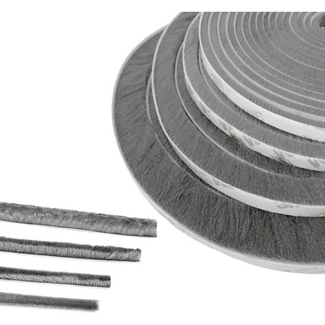 Burlete de cepillo para puerta, 5 mm (largo) x 9 mm (ancho) x 23 mm (profundidad), gris, burlete para ventana insonorizante, burlete adhesivo, burlete para puerta corredera, burlete para mosquitera