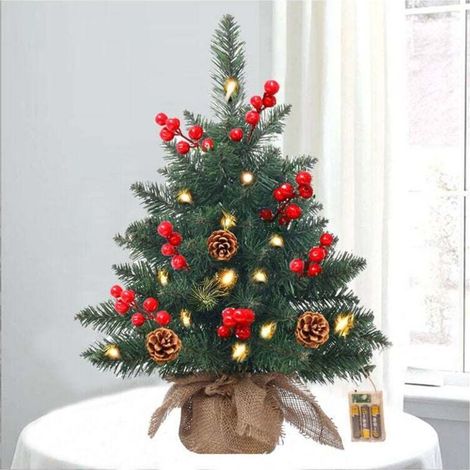 ARBRE DE NOEL Petit sapin de Noël avec baies rouges et pommes de pin, mini décoration de Noël (1/4)