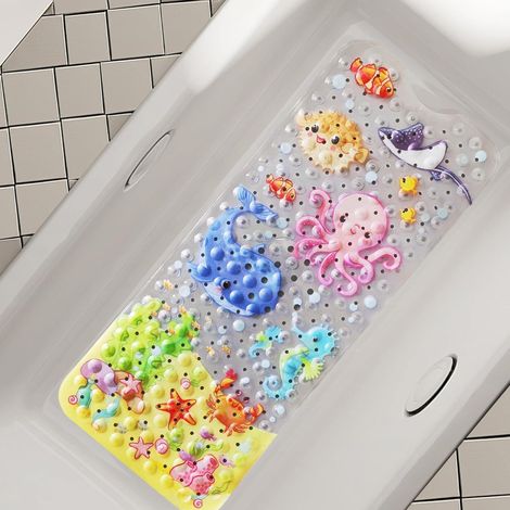 Antirutschmatte Badewanne Kinder, 100x40cm, BPA-frei, maschinenwaschbar, Cartoon-Design (1/5)