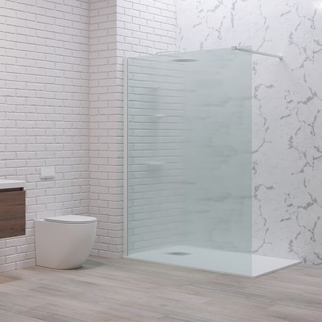 Parete walk in 80 cm vetro scanalato e profilo bianco  KW-100BFL kamalu