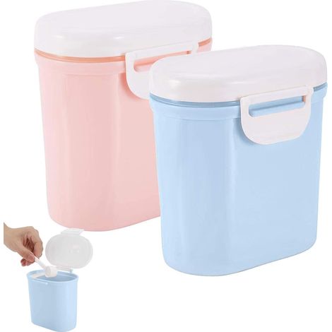 2 Stück Baby-Milchspender, tragbare Milchpulver-Spenderbox mit Nivellierer und Löffel zur Aufbewahrung von Milchpulver und Fruchtsnacks