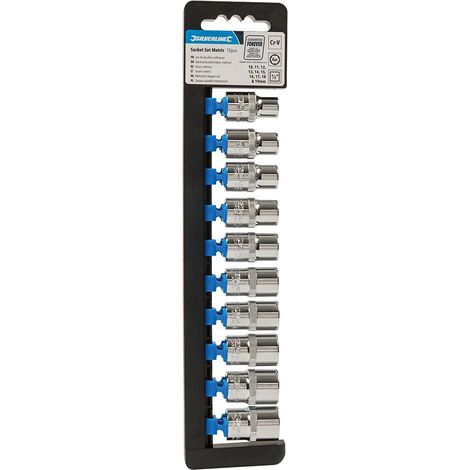 Silverline - Douilles Métriques 1/2'' 6 Pointes 10 Pcs - 10 - 19 Mm (1/2)