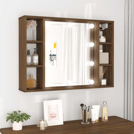 Teenpull – Spiegelschrank mit LED Braun Eichen-Optik 76x15x55 cm (1/5)