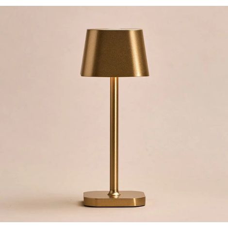 Lampe de Table Rechargeable Sans Fil LED Tactile IP54 en Métal Doré H26 cm - PANGIVO