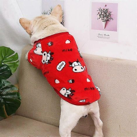 Niedlicher Hoodie mit Print für kleine Hunde, weiche Korallenfleece-Haustierweste, Winterkleidung für Hunde, geeignet für Französische Bulldoggen, Katzen, Chihuahuas und Yorkshire Terrier, Größe 5 (1/5)