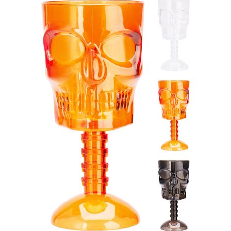 Bicchiere a forma di teschio, 350 ml, modello assortito (nero, arancione, bianco)