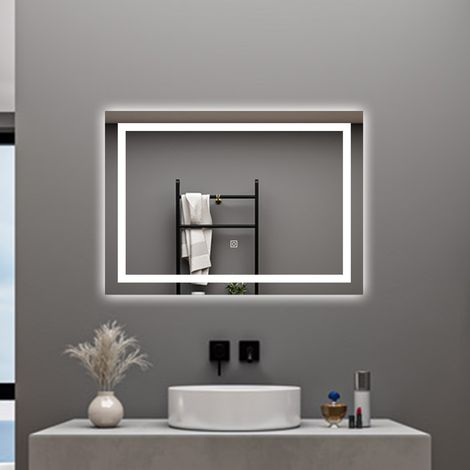 AICA SPECCHIO DA BAGNO RETTANGOLARE DA 70X50CM CON LED, ANTIAPPANNAMENTO, 3 TEMPERATURE COLORE (1/5)