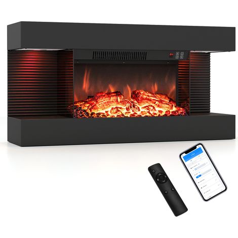 Cheminée Électrique, Puissance de Chauffage 750/1500 W Cheminée Électrique Murale, Flammes 12 Couleurs & Crépitement, Télécommande et Écran Tactile (1/5)