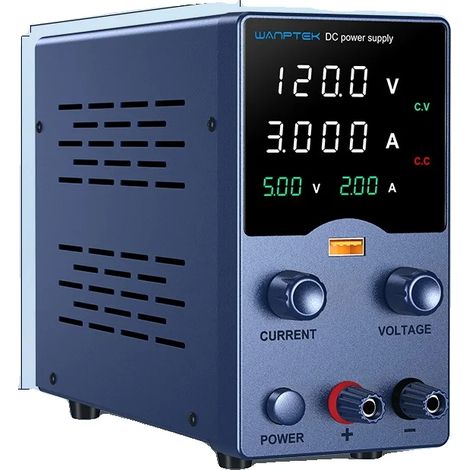 Fuente de alimentación de laboratorio, salida ajustable, protecciones de seguridad, GA1203L 120V 3A (1/2)