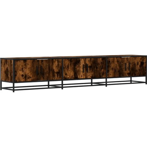 Mueble TV multimedia estantería para televisión buffet para televisión comedor salón dormitorio roble ahumado 210 x 35 x 41 cm madera contrachapada marrón 020027369