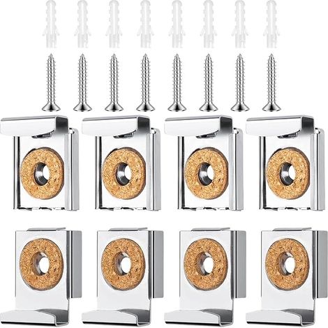 Wall Mirror Fixing, Square Mirror Bracket, Frameless Mirror Fixings, for Bathroom, Toilet, Living Room (1/5)