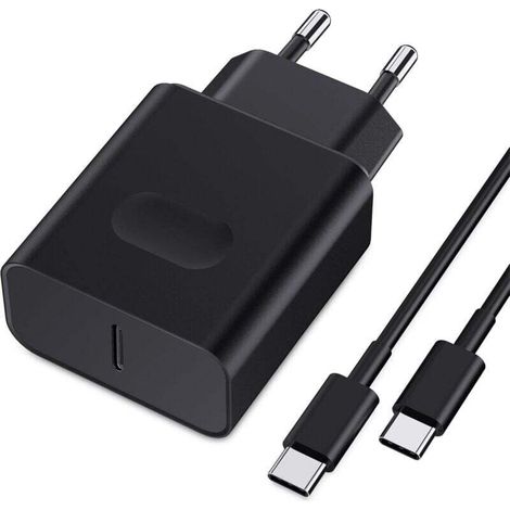 Bardusch-25W Chargeur USB C Secteur Charge Rapide pour Samsung Galaxy S25/S24/S23/S22/S21 Ultra/S20/S20+/Note 20/10/9/8/A73/A53/A52/S10/S9 et 2M Câble, Adaptateur Type C Mural Alimentation Prise Noir (1/4)