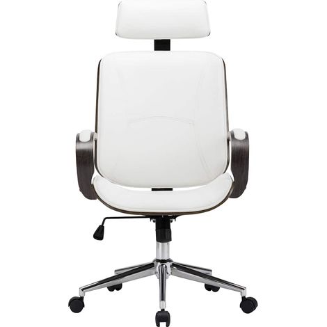 Maison Exclusive - Sedia Girevole con Poggiatesta Bianca Similpelle Legno Curvato (1/5)