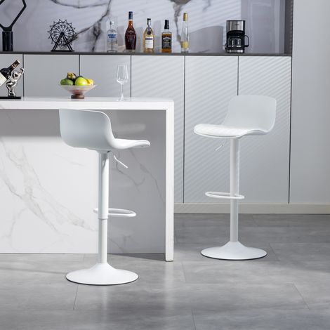 Set di 2 sgabelli da bar girevoli regolabili, bianco DESVIAE