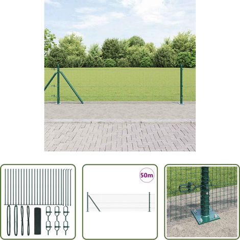 Poteau en acier - Poteau de clôture. Vert 50 x 0,4 m (25 x 25 mm maille) (1/5)