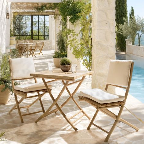 VITAL - 2 chaises et 1 table pliantes en bambou (1/5)