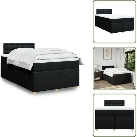 vidaXL Sommier à lattes de lit avec matelas Noir 120x200 cm Tissu (1/5)