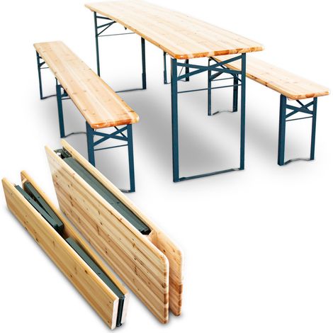 Bituxx Bierzeltgarnitur Biertischgarnitur Bierbankgarnitur Festzeltgarnitur Biergartengarnitur Bierbank Biertisch Klappbar 1x Tisch 2x Bänke 220cm