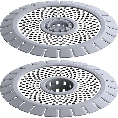 Lot de 2 pièges à Cheveux en Acier Inoxydable et Silicone (Gris Froid) - 10,9 cm - Faciles à Nettoyer - pour Cabine de Douche (1/5)