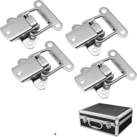 4 Pcs Loquet à Bascule en Acier Inoxydable à Ressort, Fermoir de Tension Robuste, Fermeture à Levier pour Boîte à Outils, Tiroir de Placard, Casier de Camping, Valise