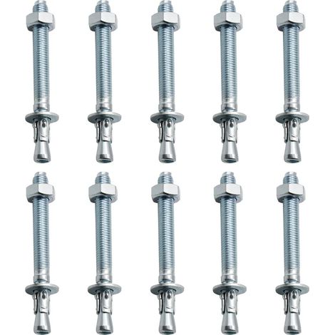 Anchor Anchors, 10 Pieces M10/ 10mm Galvanized Heavy Load Anchors, Galvanized Metal Anchors, for Balustrades, Curtain Walls, Beams, Billets, Brackets (1/5)