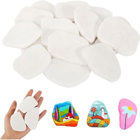 Lot de 15 galets à peindre, 5 à 8 cm, galets lisses, à peindre, pour la plage, galets décoratifs, pierres naturelles pour aquarium, décoration colorée (1/5)
