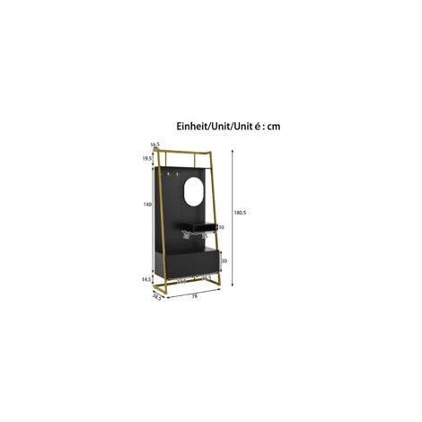 Armoire compacte et minimaliste moderne – Meuble ouvert multifonctionnel avec miroir, crochets métalliques, banc à chaussures, portant à vêtements – Tout‑en‑un gain de place (1/5)