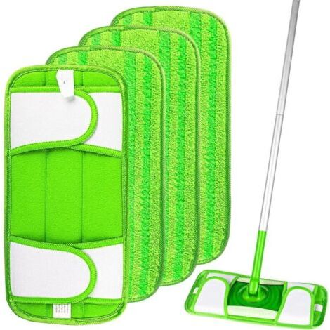 BUNTHAUS Lingettes Reutilisable pour Swiffer Sweeper 4 Packs,à vadrouille réutilisable,Mop Pads en Microfibres pour Nettoyer et frotter Les sols secs ou humides, Le Bois, carrelage et marbre