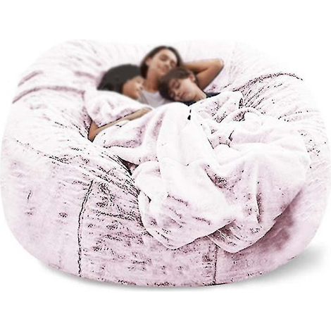 Pouf Lazy Sofa en fausse fourrure - 135 cm x 65 cm - Rouge neige
