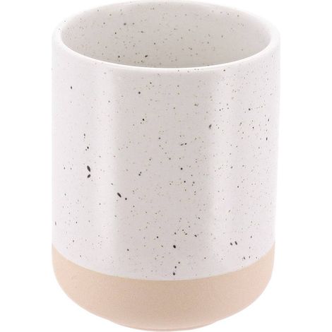 Becher aus gesprenkeltem steinzeug und mattem, rohem boden - weiss-beige - Tendance (1/2)