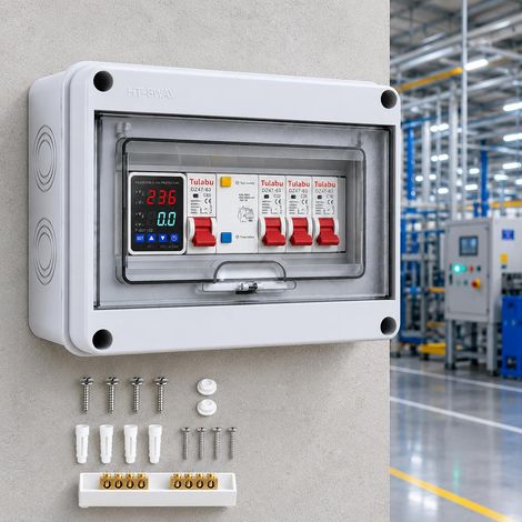 Coffret Electrique Exterieur, Tableau Electrique avec Protection Contre Surtensions Sectionneurs 32 A, 16 A, 10 A Coffret Distribution Electrique Disjoncteur 63 A pour Atelier Domestique (1/5)