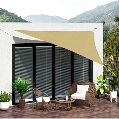 Pare-soleil triangulaire imperméable en HDPE métal couleur laiton - Dimensions: 3x3x3 m