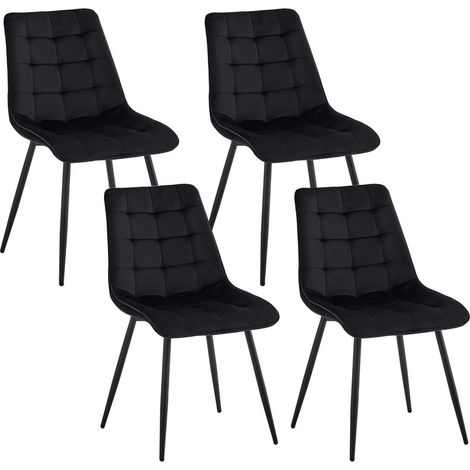 Wokaka Lote de 4 sillas de terciopelo - Sillas de comedor estilo retro, ergonómicas - 47 L x 43 P x 50 H cm (Negro)