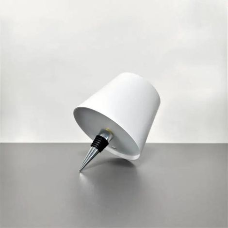 Bouteille lampe créative rechargeable blanche - Lampe de bureau LED à brancher (embout en alliage)