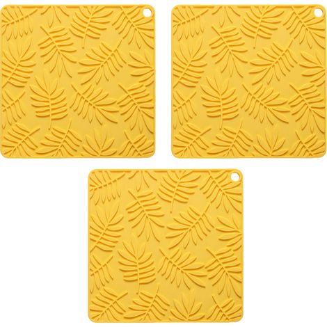 3 sous-tapis isolants carrés en silicone, anti-brûlure, antidérapant, résistant aux hautes températures, pour cuisine et bureau (1/5)