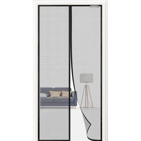 Moustiquaire Porte Magnétique 90x210 cm, Rideau Anti Moustique, Aucun Perçage n'est Nécessaire - Noir (1/5)