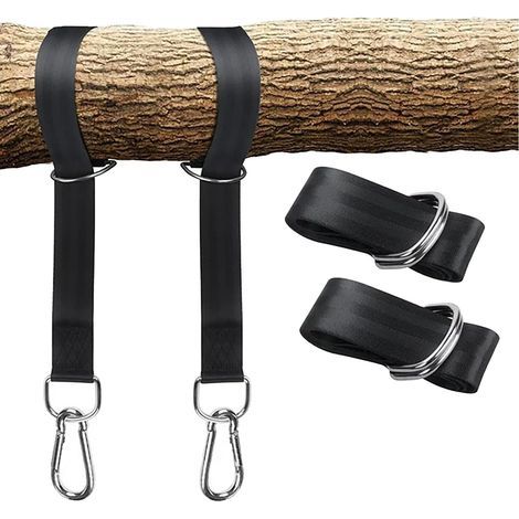 Aufhängegurte für Hängematten und Schaukeln – 1 Paar verstärkte Gurte mit Karabinern und D-Ringen, Outdoor-Zubehör für Bäume, Camping, Fitness und Garten (50 cm) (1/5)
