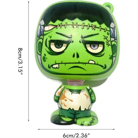 Figurine Horreur Tête Secouante Lumineuse LED Décor Voiture Tableau de Bord Halloween Ornement Auto Cadeau Effrayant (1/5)
